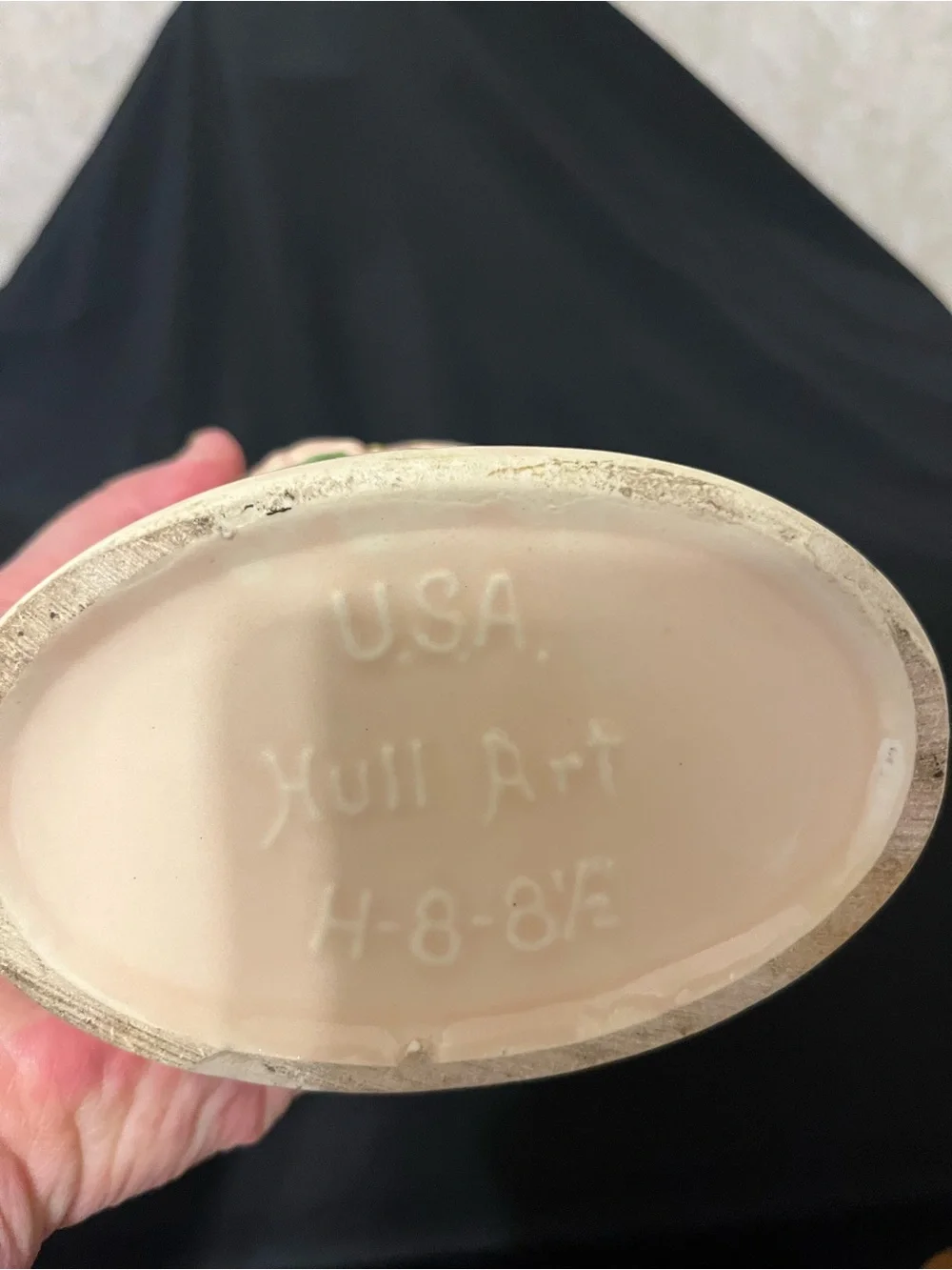 HULL POTTERY Floral Relief Ceramic Vase in Blush Pink